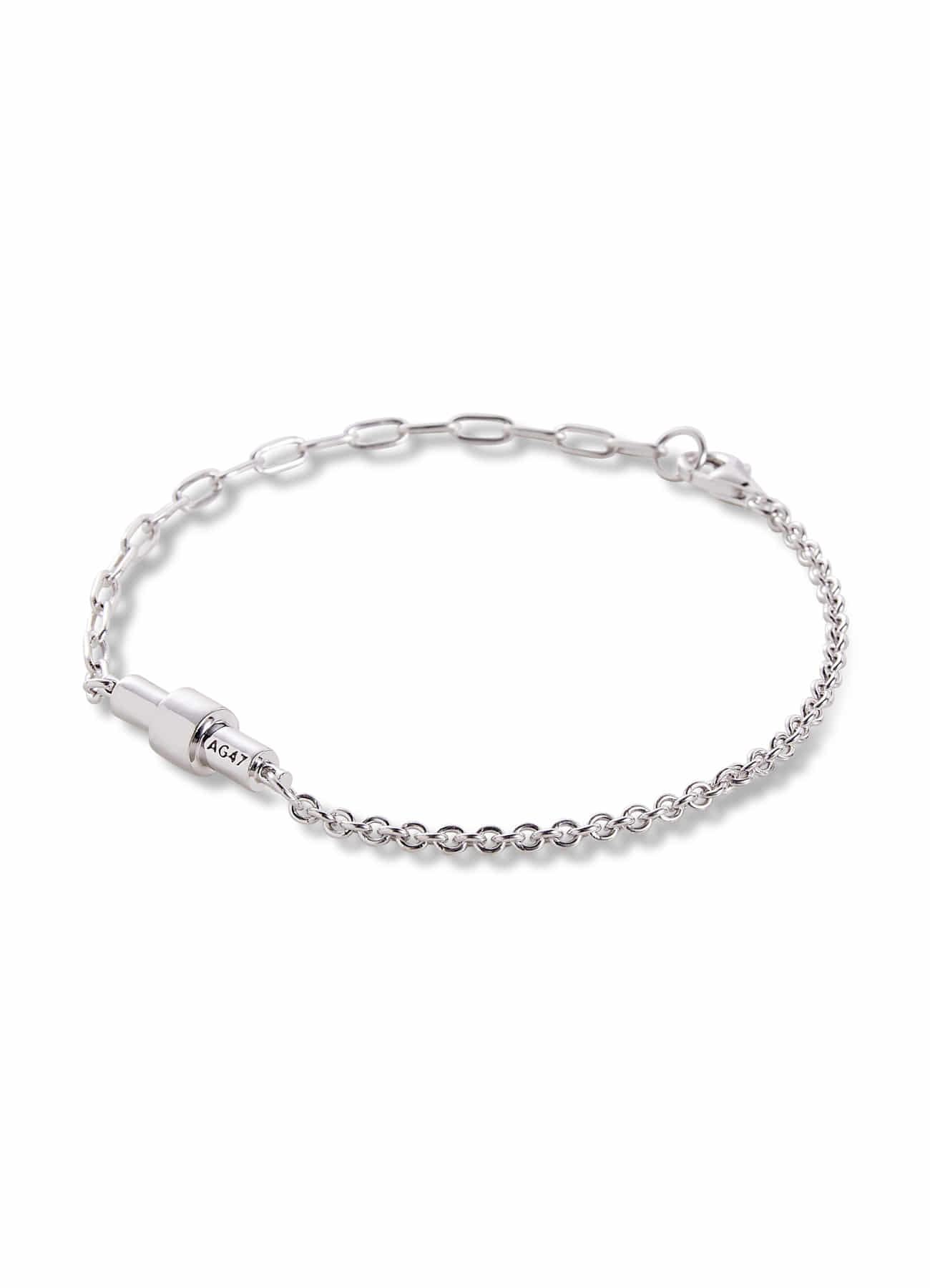 stick bracelet  circle chain mix silver