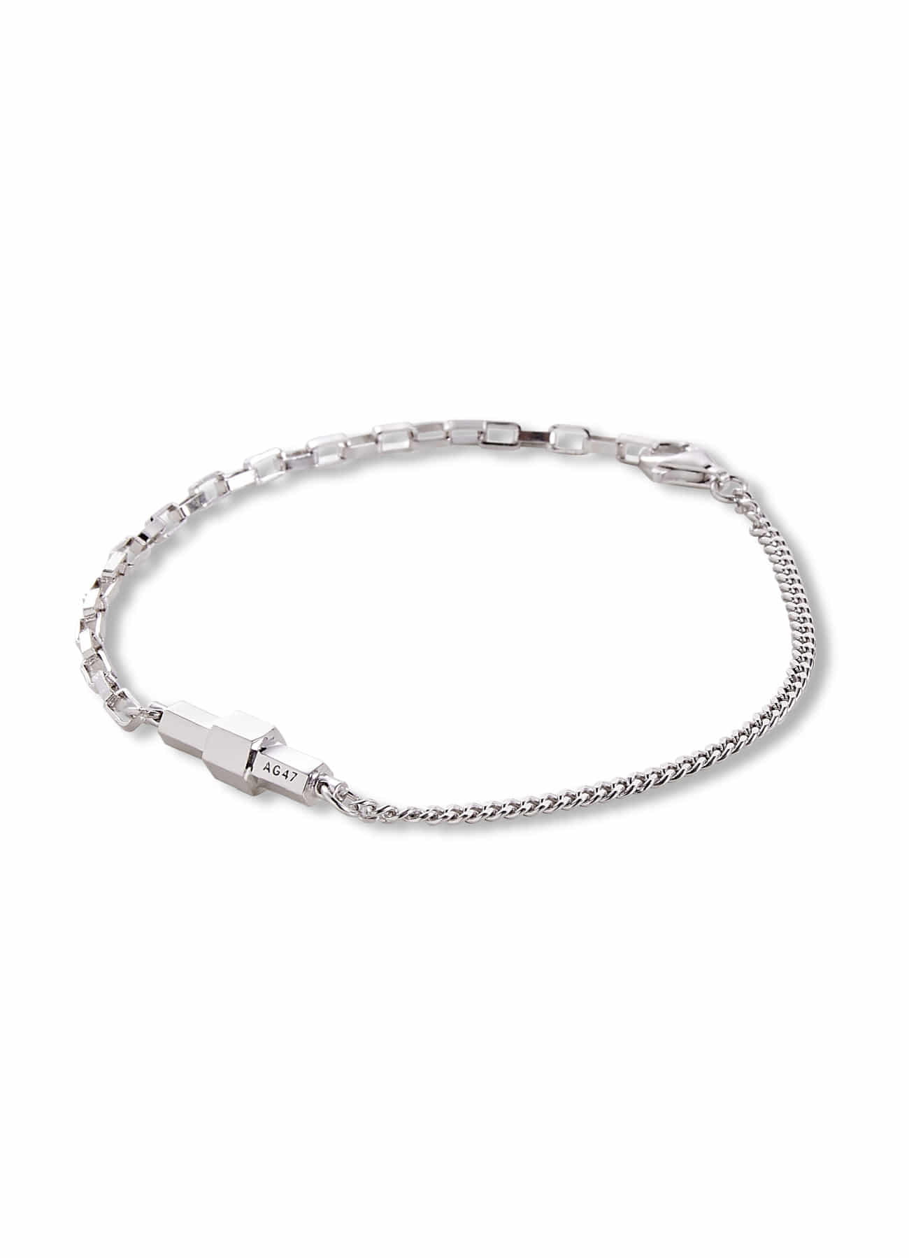stick bracelet  hexagon chain mix silver